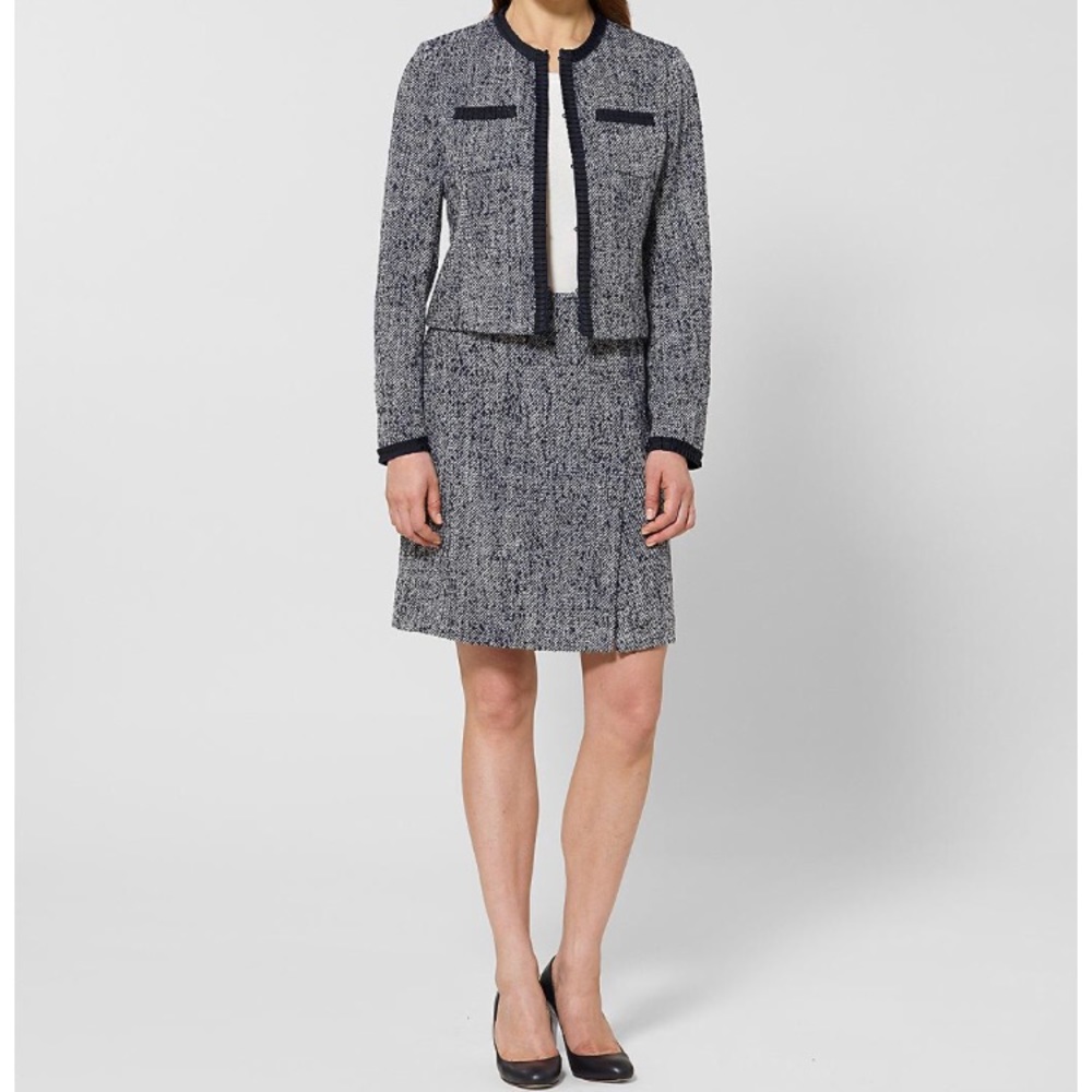 Brooks Brother Blue Wool Boucle Skirt Suit